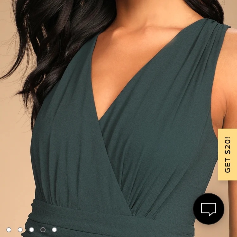 Lulus bridesmaids Thoughts of Hue Emerald Green Surplice Maxi Dress medium - Picture 4 of 14